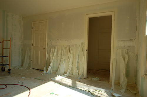 bared drywall