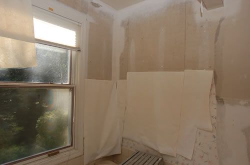 bared drywall