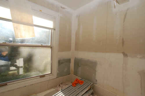 bared drywall