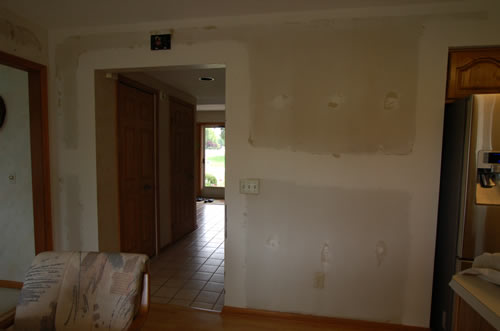 bare drywall